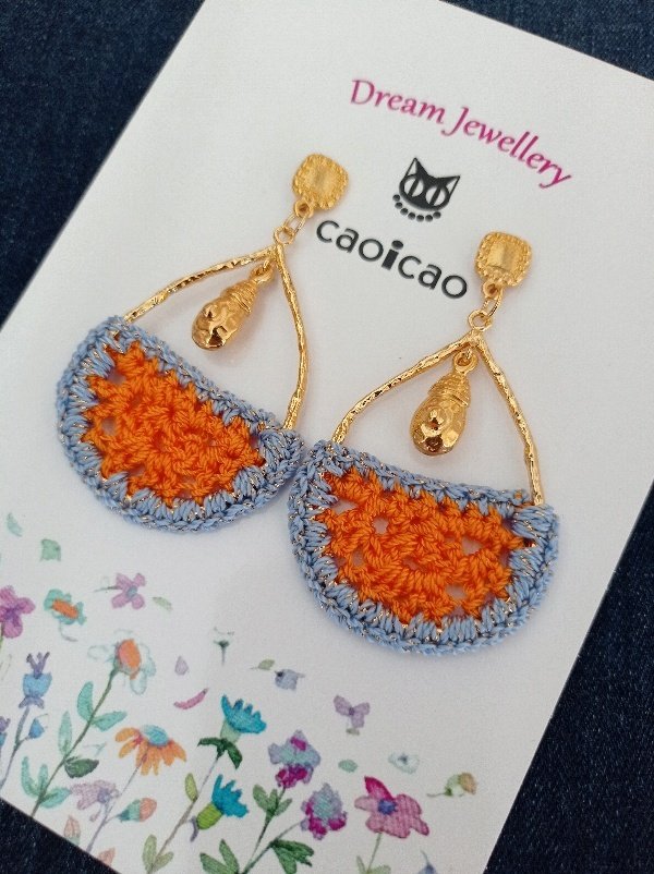 Pendientes Crochet Naranja